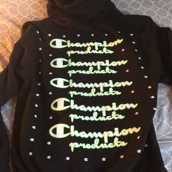 Champion Men’s Hoodie - Neon Green Details - Picture 2 of 4